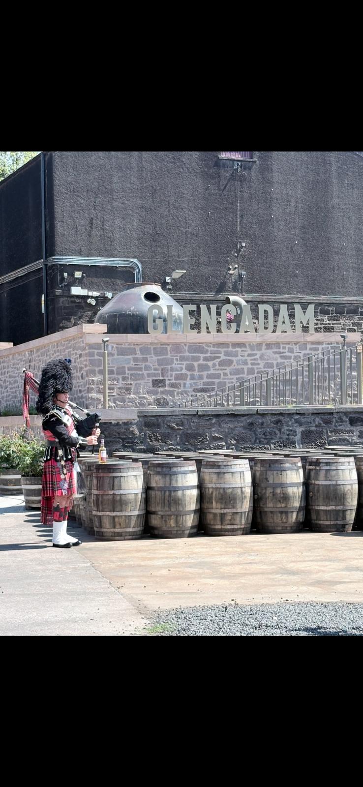 Piping in Glencadam Distillery, Brechin (1 of 2)